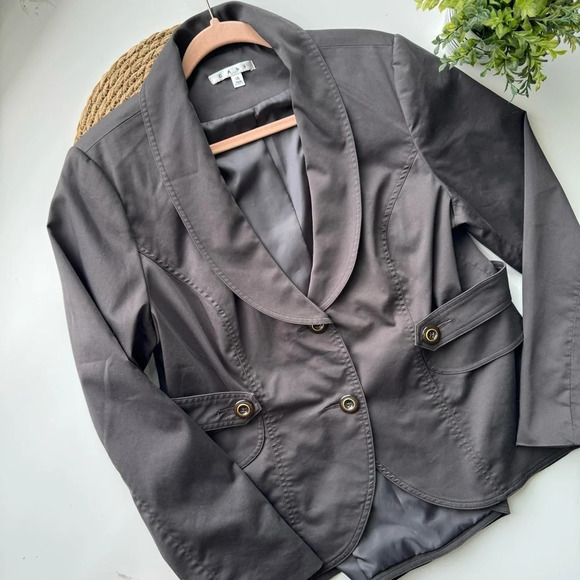 Cabi Work It Blazer Jacket graphite black gray‎ double button women’s size 14 - Picture 6 of 12
